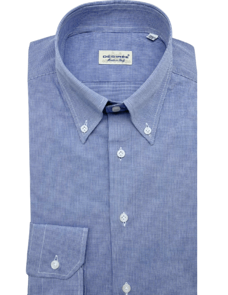 Slim fit shirt in checked cotton, button-down collar