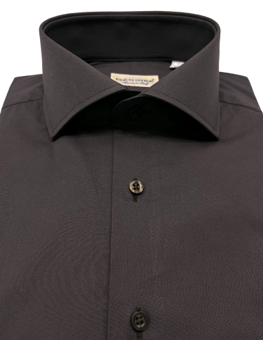Slim fit Shirt in brown cotton Poplin