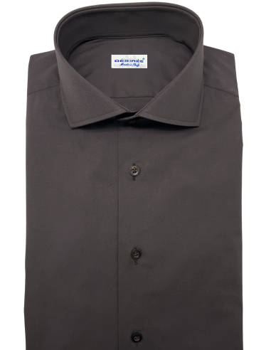 Slim fit Shirt in brown cotton Poplin