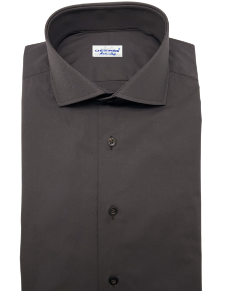 Slim fit Shirt in brown cotton Poplin