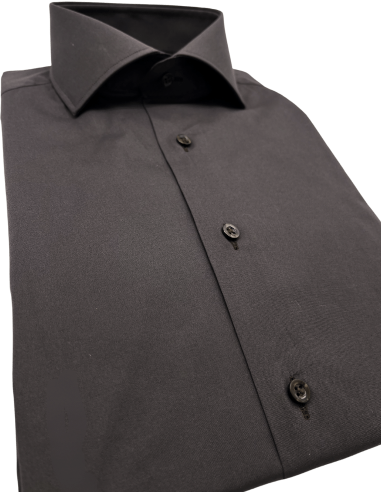 Slim fit Shirt in brown cotton Poplin