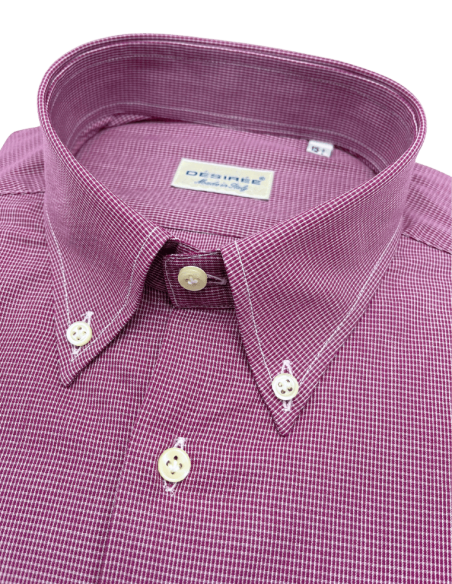 Regular fit Bordeaux checked shirt, Button-down collar