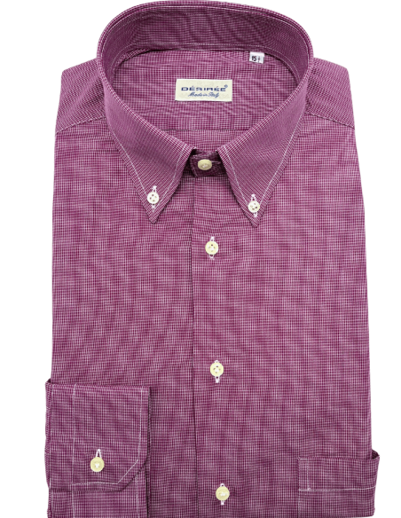 Regular fit Bordeaux checked shirt, Button-down collar