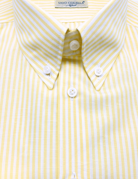 Camicia Regular fit in Lino, collo Button-down