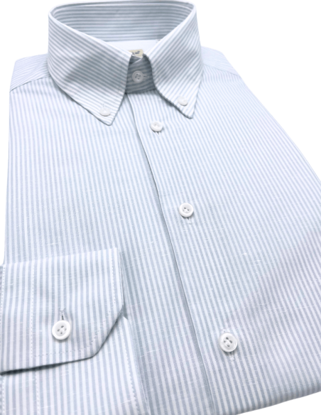 Camicia Regular fit in Lino, collo Button-down