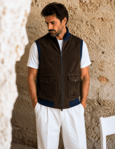Gilet in camoscio di vera...